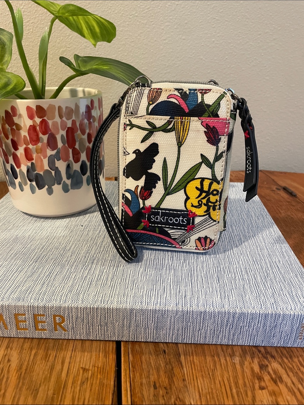 Sakroots Smartphone Wallet Wristlet – Boho Floral & Bird Print